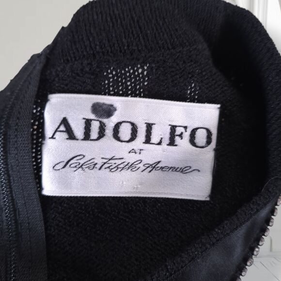 Vintage 90s Adolfo Saks Santana Knit Blazer Dress Size M Rhinestone Buttons - Picture 14 of 16